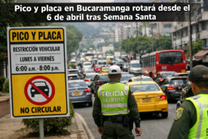 Pico y placa en Bucaramanga rotará desde el 6 de abril tras Semana Santa