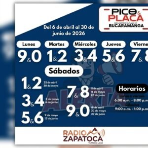 🚗 Pico y placa Bucaramanga – Rotación semanal