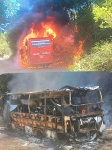 Incendio de bus en la vía La Fuente – Galán, Santander